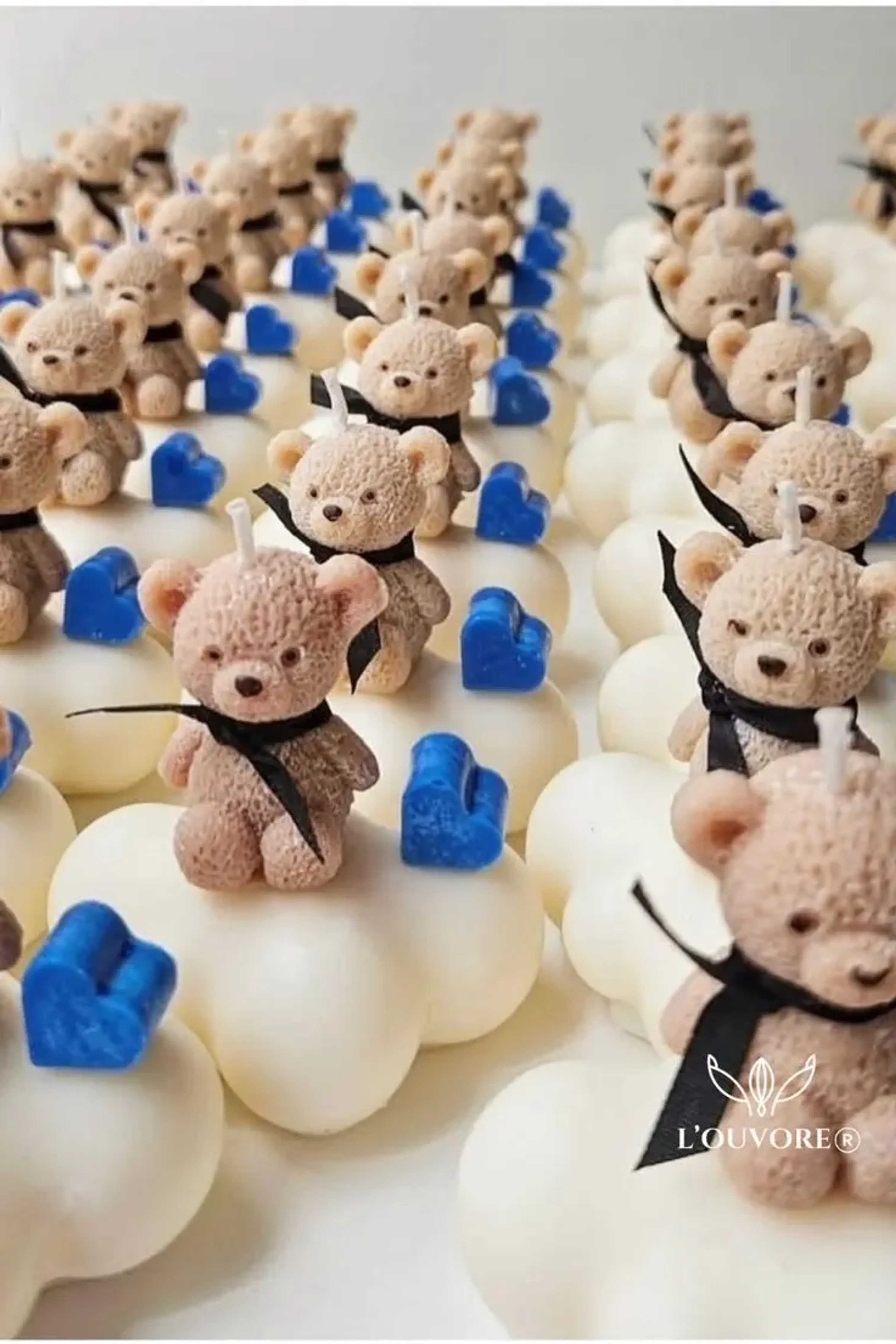 Muchas Margaritas de cera blancas, con liston verde